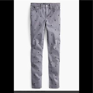 J. Crew 9” high-rise toothpick jeans with dots